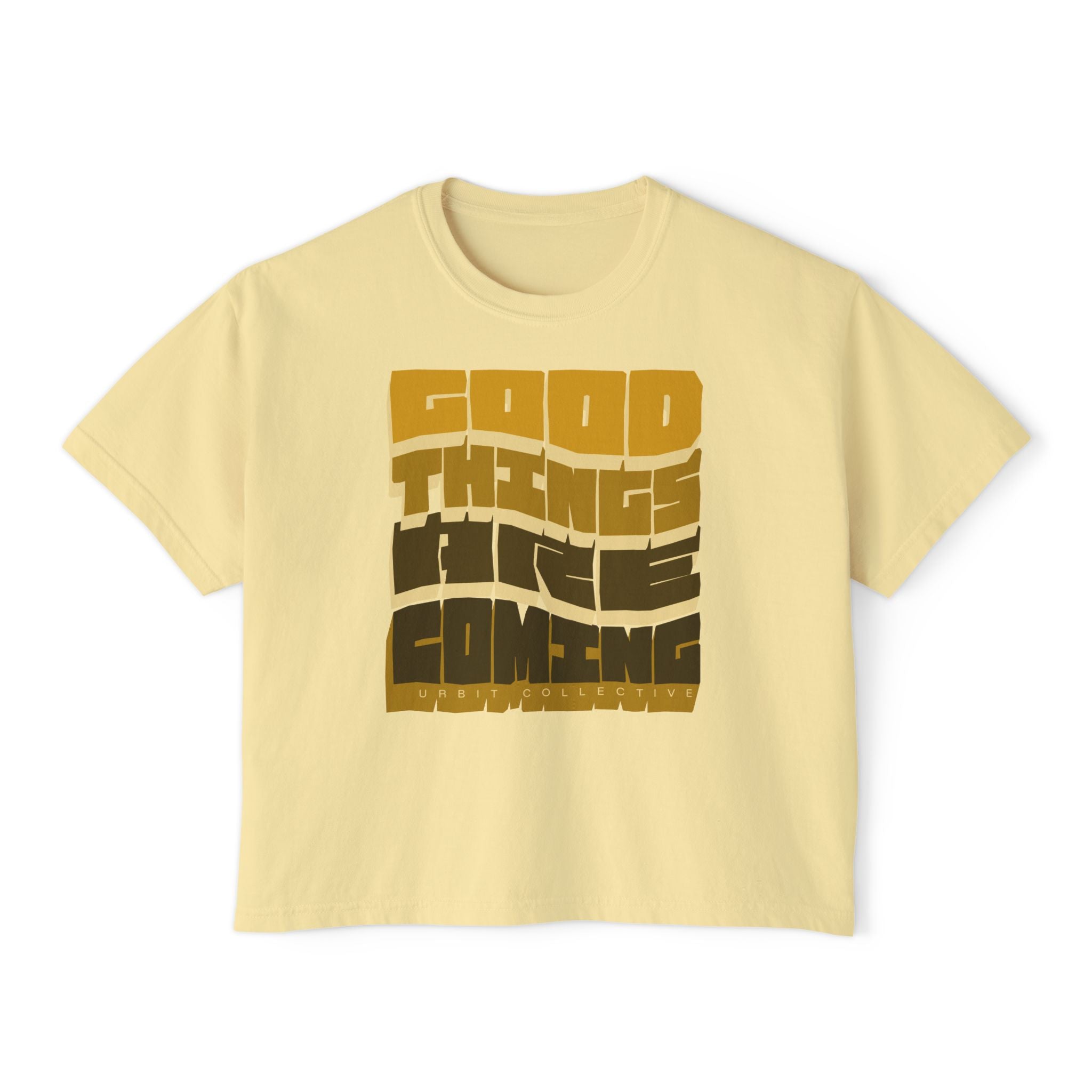 Boxy T-Shirt „Gute Dinge kommen”