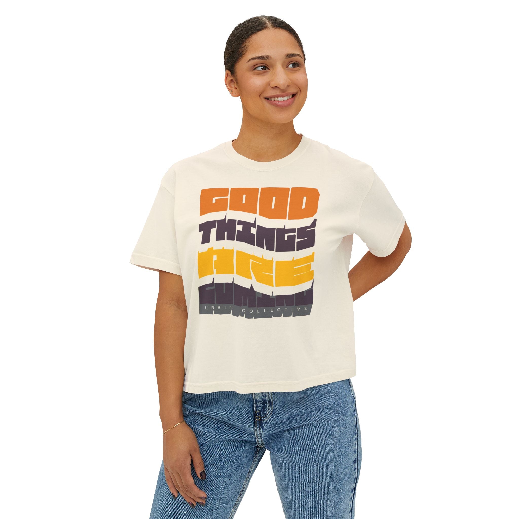 Boxy T-Shirt „Gute Dinge kommen”