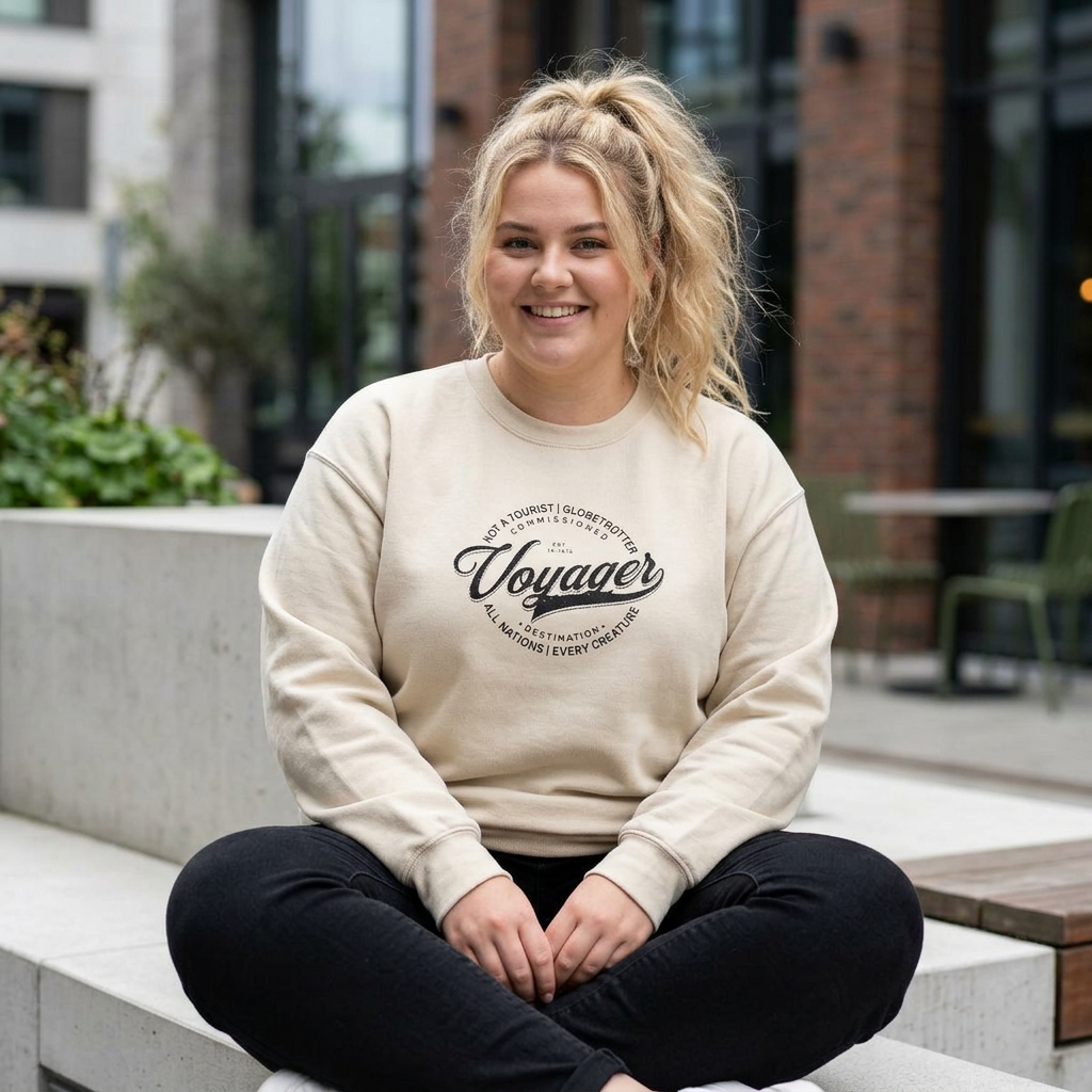 Voyager Crewneck Sweatshirt - White & Sand