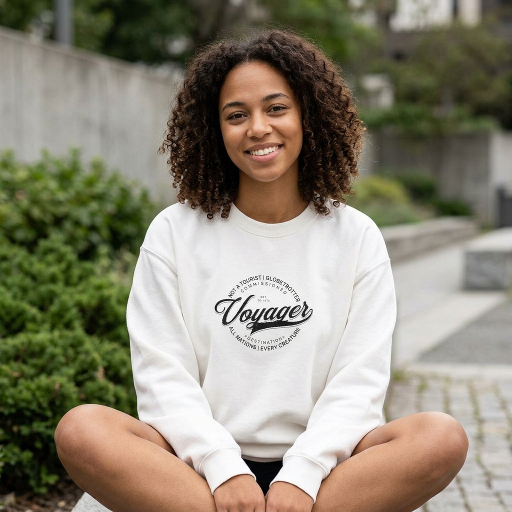 Voyager Crewneck Sweatshirt - White & Sand